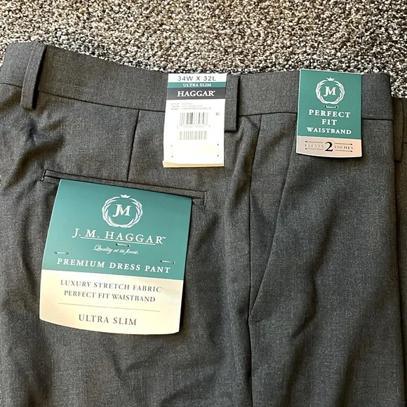 J.M. Haggar | Pants | Nwt Jmhaggar Mens Premium Dress Pant Ultra Slim 34w X  32 L | Poshmark